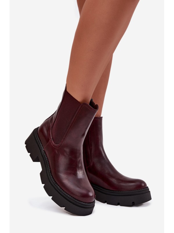 Insulated ankle boots with zipper burgundy Niviane