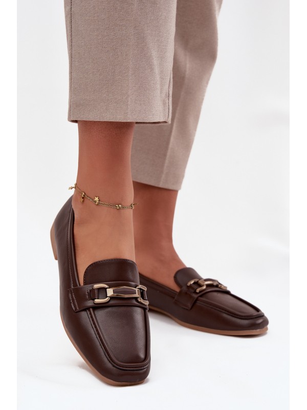 Women's Loafers with Decoration Brown Priscelle Women's Loafers with Decoration Brown Priscelle