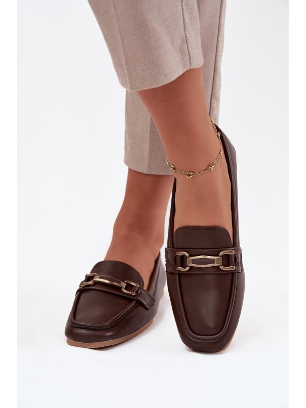 Women's Loafers with Decoration Brown Priscelle Women's Loafers with Decoration Brown Priscelle
