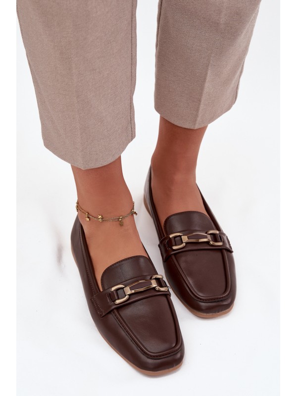 Women's Loafers with Decoration Brown Priscelle Women's Loafers with Decoration Brown Priscelle