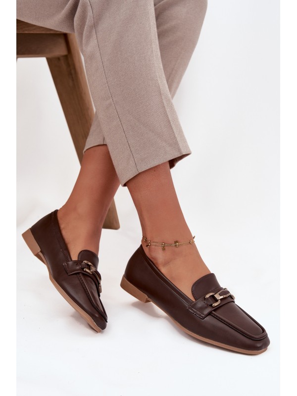 Women's Loafers with Decoration Brown Priscelle Women's Loafers with Decoration Brown Priscelle