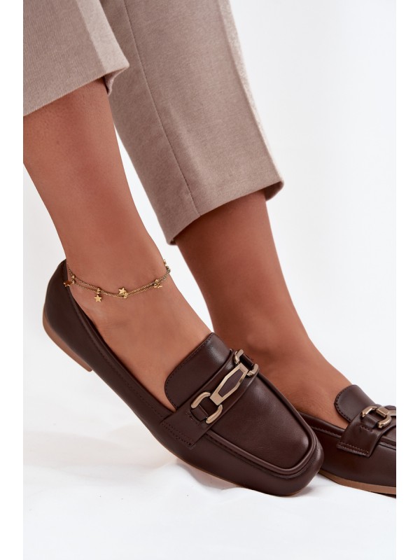 Women's Loafers with Decoration Brown Priscelle Women's Loafers with Decoration Brown Priscelle