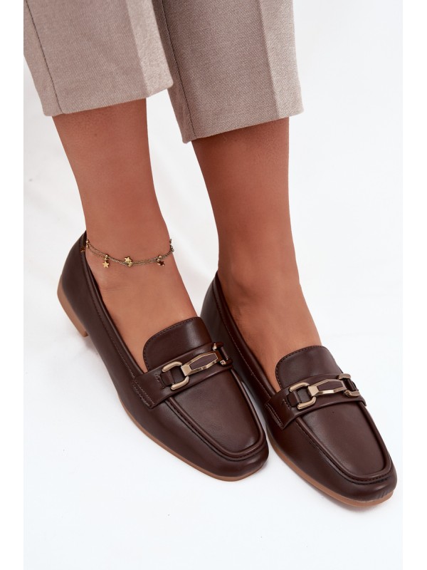 Women's Loafers with Decoration Brown Priscelle Women's Loafers with Decoration Brown Priscelle