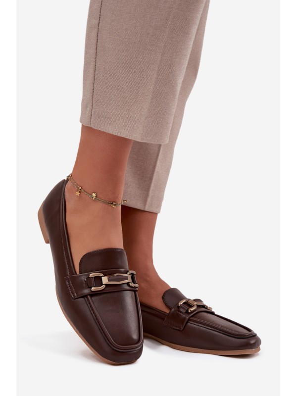 Women's Loafers with Decoration Brown Priscelle Women's Loafers with Decoration Brown Priscelle