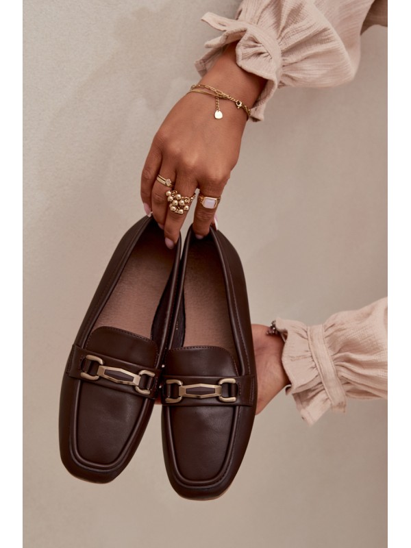 Women's Loafers with Decoration Brown Priscelle Women's Loafers with Decoration Brown Priscelle