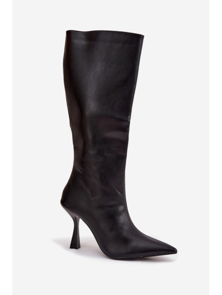 Women's Knee-High Heeled Boots Black Vionette