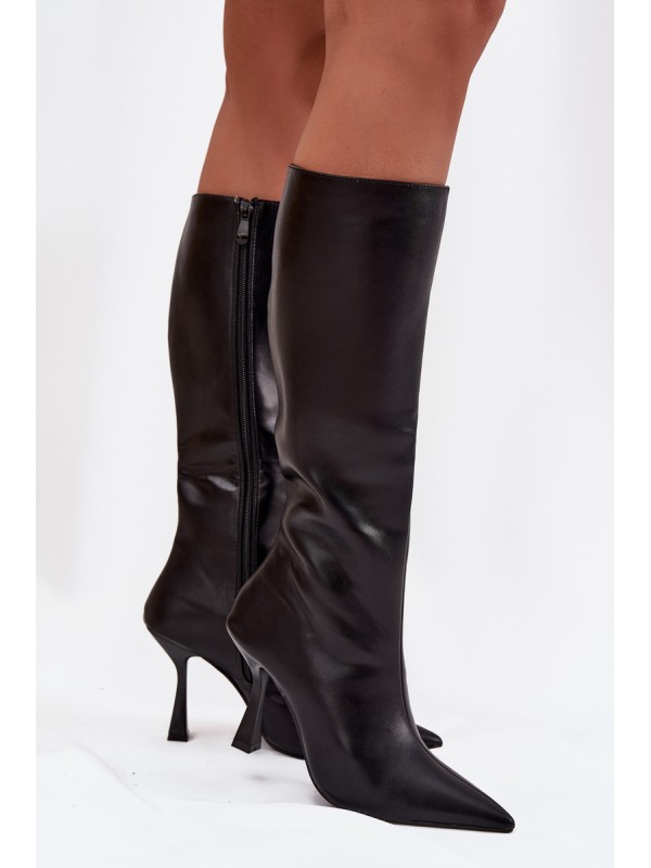 Women's Knee-High Heeled Boots Black Vionette
