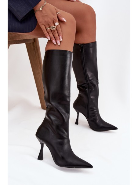 Women's Knee-High Heeled Boots Black Vionette