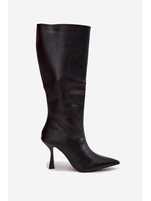 Women's Knee-High Heeled Boots Black Vionette