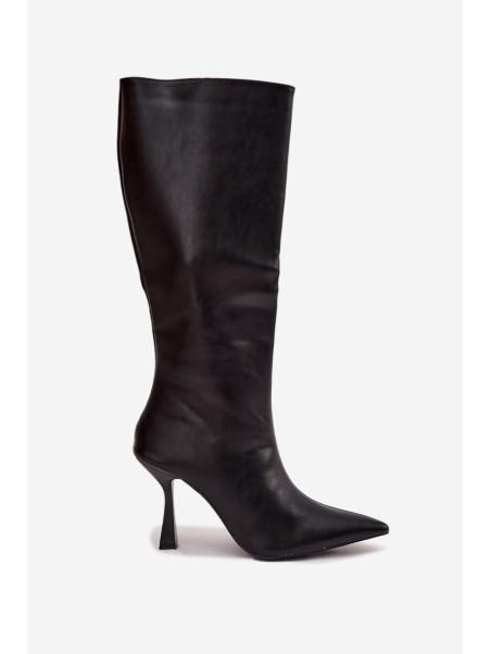 Women's Knee-High Heeled Boots Black Vionette