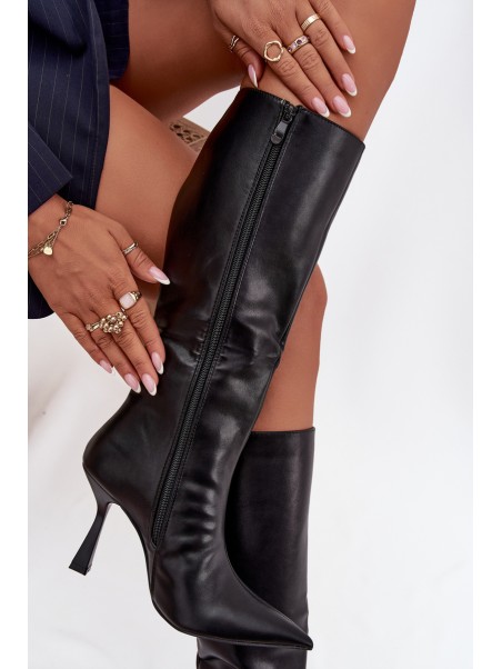 Women's Knee-High Heeled Boots Black Vionette