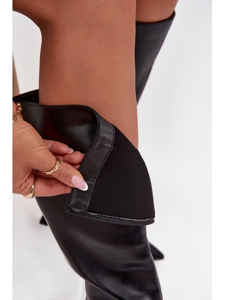 Women's Knee-High Heeled Boots Black Vionette