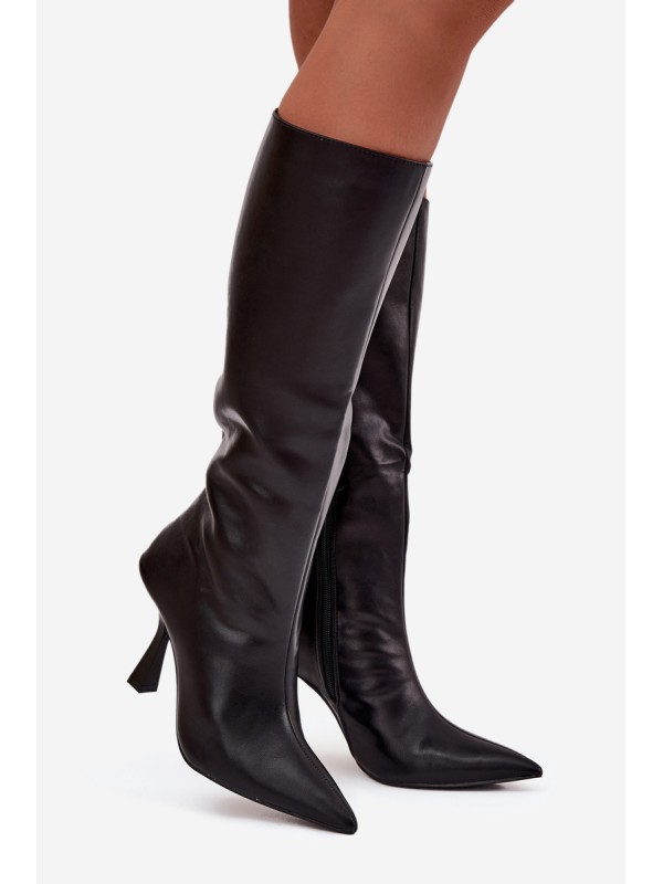 Women's Knee-High Heeled Boots Black Vionette