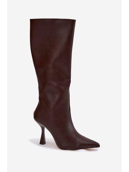 Women's Knee-High Heel Boots Chocolate Vionette
