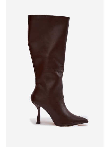 Women's Knee-High Heel Boots Chocolate Vionette