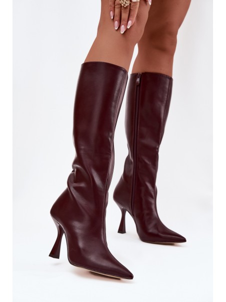 Knee-high heeled women's boots Bordeaux Vionette