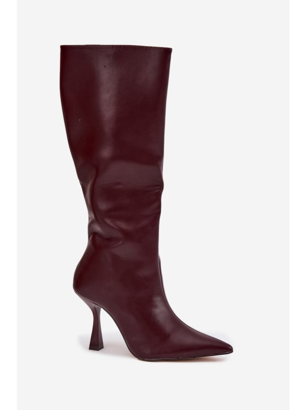 Knee-high heeled women's boots Bordeaux Vionette