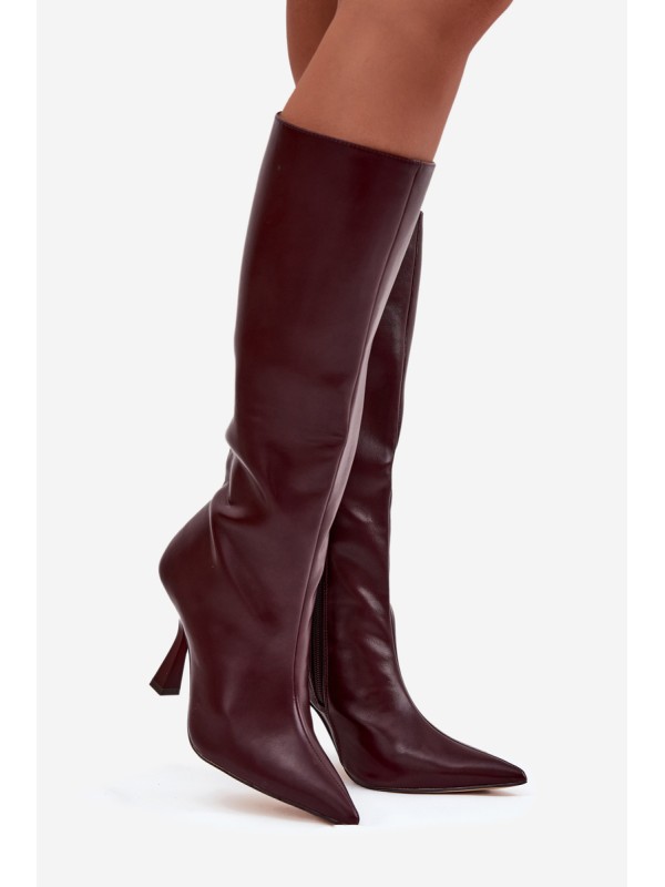 Knee-high heeled women's boots Bordeaux Vionette