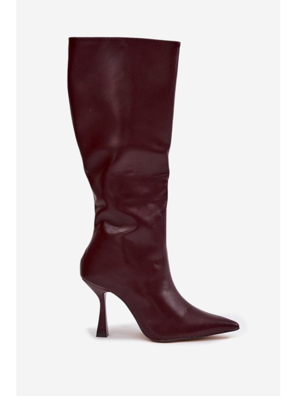 Knee-high heeled women's boots Bordeaux Vionette