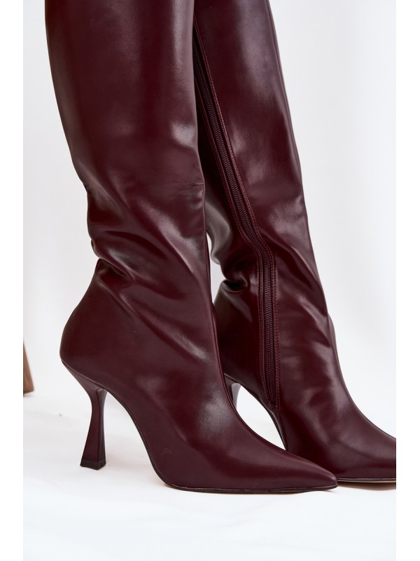 Knee-high heeled women's boots Bordeaux Vionette