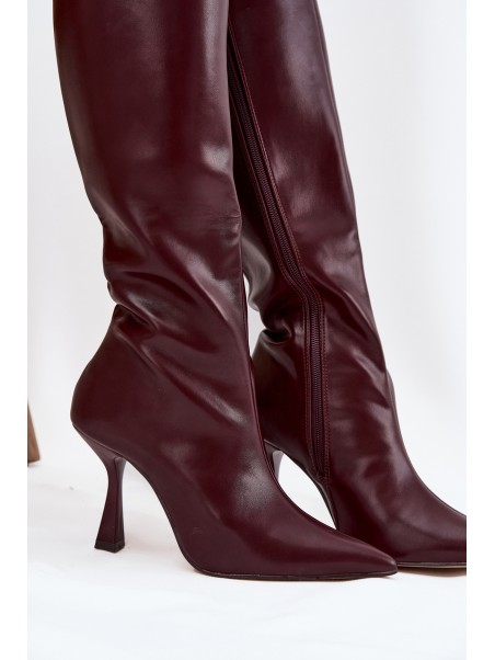 Knee-high heeled women's boots Bordeaux Vionette