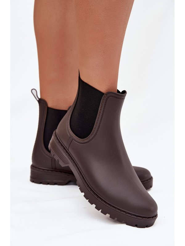 Women's Wellies With Elastic Inserts Chocolate Ciariel