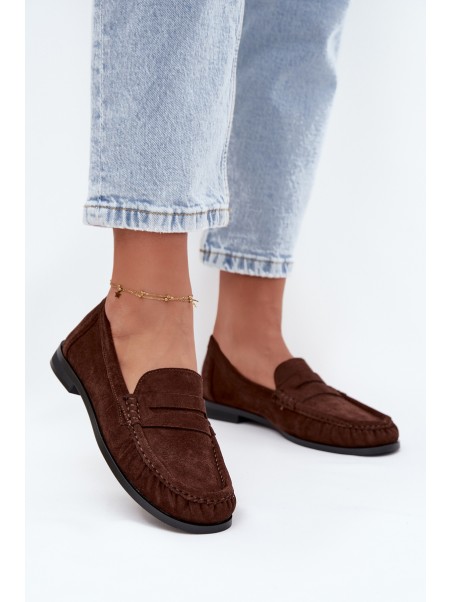 Women's Loafers with Flat Heel Made of Eco Suede Brown Rivianne
