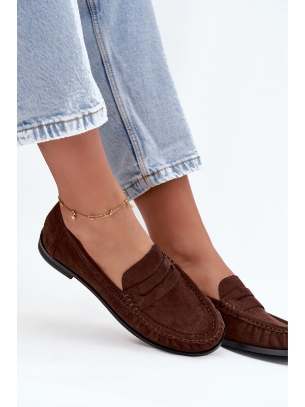 Women's Loafers with Flat Heel Made of Eco Suede Brown Rivianne 2