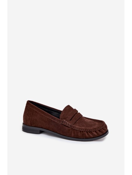 Women's Loafers with Flat Heel Made of Eco Suede Brown Rivianne
