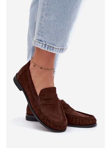 Women's Loafers with Flat Heel Made of Eco Suede Brown Rivianne