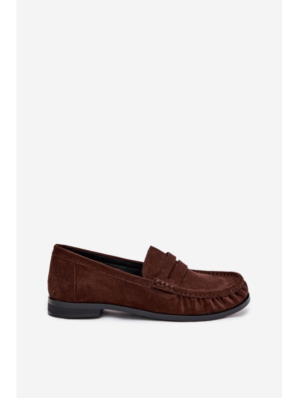 Women's Loafers with Flat Heel Made of Eco Suede Brown Rivianne