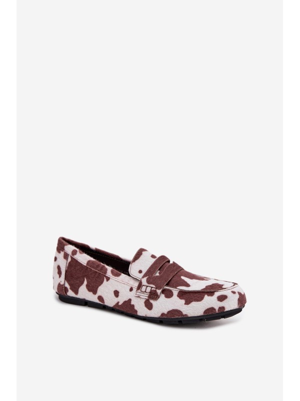 Loafers Moccasins Women's Flat In Patches Brown and White Soreline