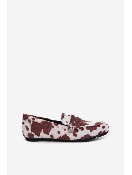 Loafers Moccasins Women's Flat In Patches Brown and White Soreline