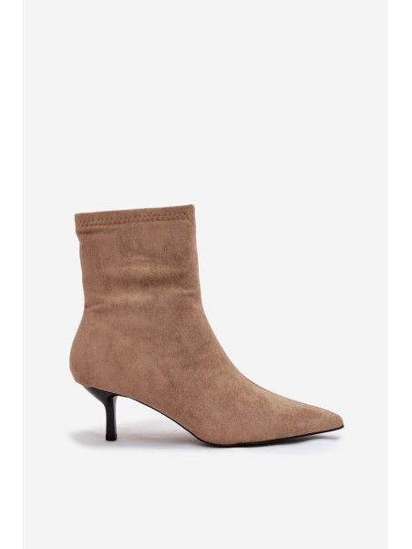 Insulated Women's Ankle Boots Heeled Eco Suede Beige Belisse