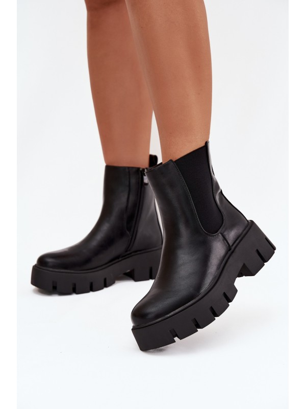 Women's Ankle Boots With Zipper Heated Eco Leather Black Fivienne 2