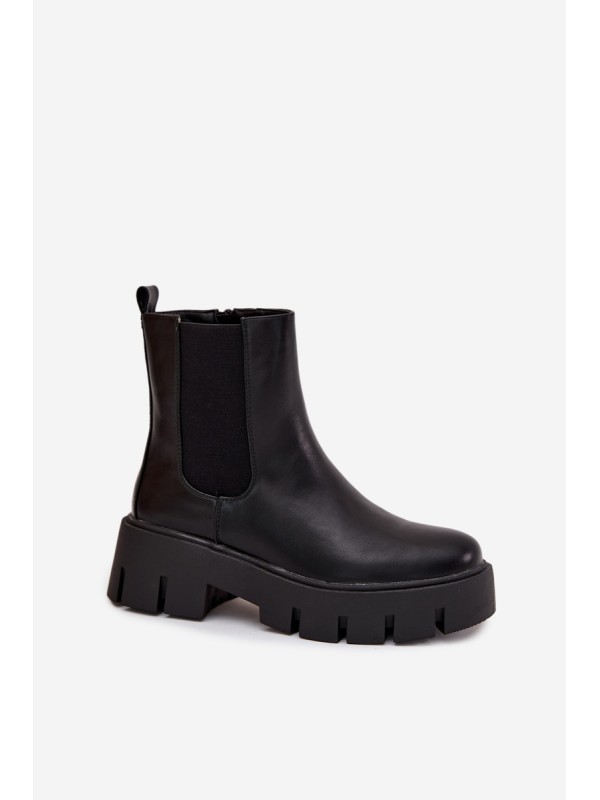 Women's Ankle Boots With Zipper Heated Eco Leather Black Fivienne