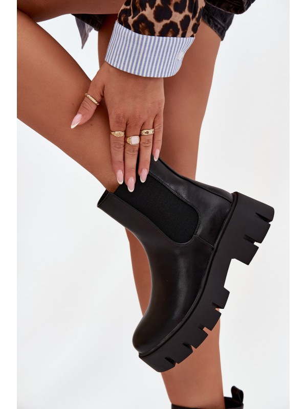 Women's Ankle Boots With Zipper Heated Eco Leather Black Fivienne