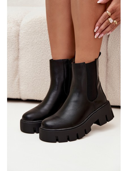 Women's Ankle Boots With Zipper Heated Eco Leather Black Fivienne