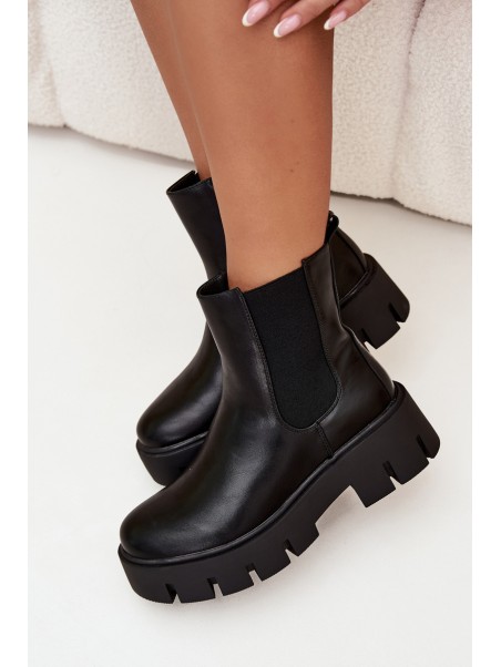 Women's Ankle Boots With Zipper Heated Eco Leather Black Fivienne