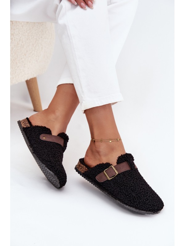 Women's slippers with sheep fur style Black Lorivine