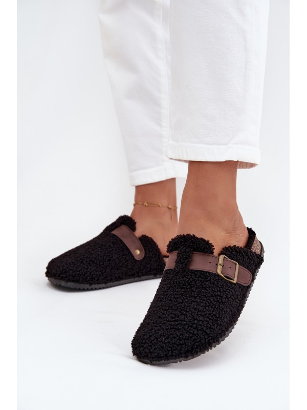 Women's slippers with sheep fur style Black Lorivine 2
