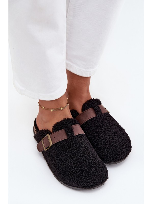 Women's slippers with sheep fur style Black Lorivine