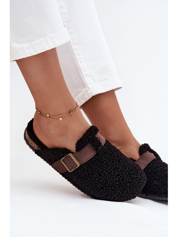 Women's slippers with sheep fur style Black Lorivine
