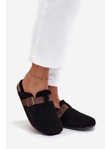 Women's slippers with sheep fur style Black Lorivine