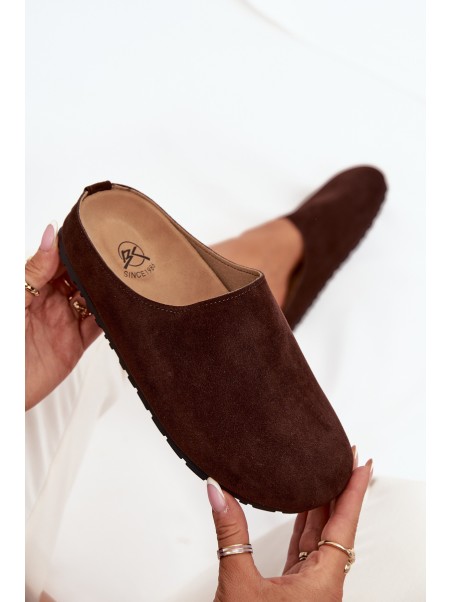 Women's slippers on platform chocolate Sylviane