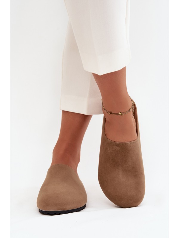 Women s slip on platform sandals dark beige Sylviane