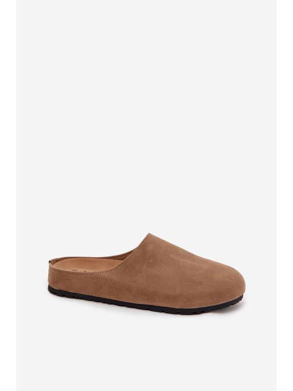 Women s slip on platform sandals dark beige Sylviane