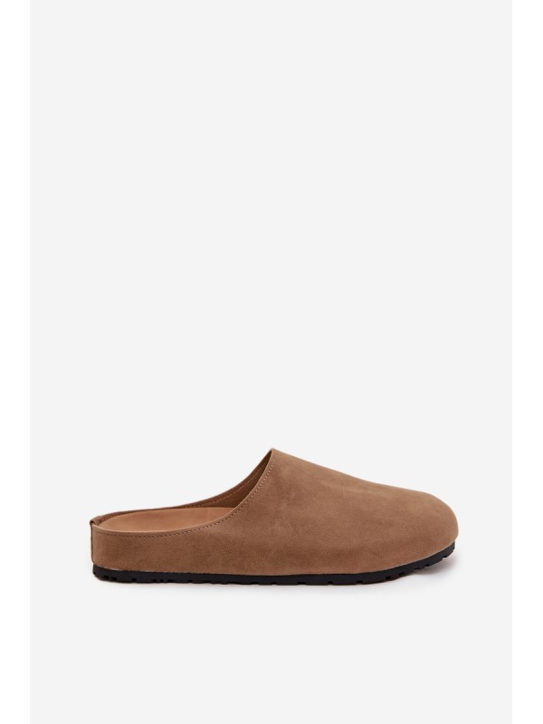 Women s slip on platform sandals dark beige Sylviane