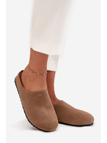 Women s slip on platform sandals dark beige Sylviane