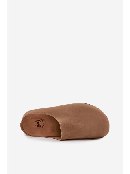 Women s slip on platform sandals dark beige Sylviane